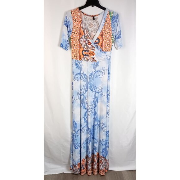 Uptown USA Boho Paisley Print Maxi Dress Women’s Size S Flowing Excellent - Picture 2 of 8